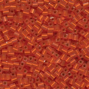 Miyuki Würfel Perlen, Cube, Square Beads 3mm 0008F silverlined matt Orange ca 20gr
